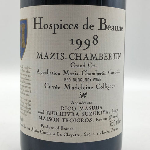 オスピス ド ボーヌ マジ シャンベルタン グランクリュ キュヴェ マドレーヌ コリニョン 1998 750ml 13.5% Hospices de Beaune Mazis Chambertin Grand Cru Cuvee Madeleine Collignon ブルゴーニュワイン【B2】