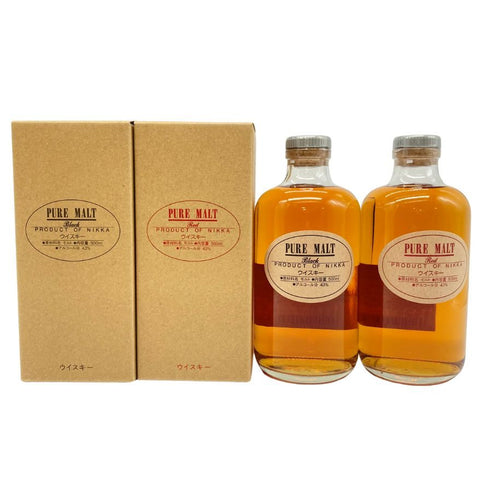 東京都限定◆ニッカ ウイスキー ピュアモルト 蒸留所限定 ブラック レッド 500ml 43% NIKKA WHISKY PURE MALT 2本セット 【E】