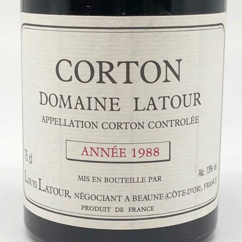 ドメーヌ ラトゥール コルトン 1988 750ml 13% DOMAINE LATOUR CORTON ブルゴーニュワイン【L4】
