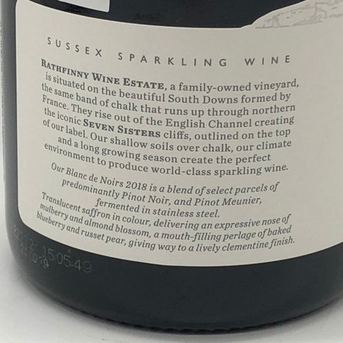 ラスフィニー ブラン ド ノワール ブリュット 2018 750ml 12% Rathfinny Blanc de Noir Brut スパークリングワイン【L1】