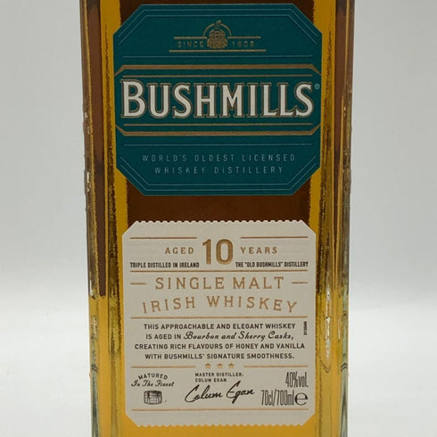 ブッシュミルズ 10年 シングルモルト 700ml 40% BUSHMILLS アイリッシュウイスキー【C3】