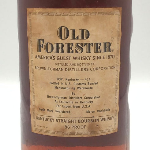 オールドフォレスター 86 プルーフ 750ml 43% Old Forester バーボン【B3】