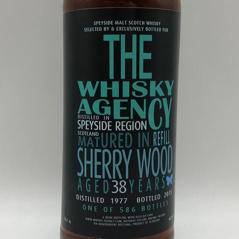 ウイスキーエージェンシー レターズ スペイサイド モルト リフィルシェリーウッド 38年 1977 700ml 46.8% THE WHISKY AGENCY スコッチウイスキー【同梱不可】【L0】