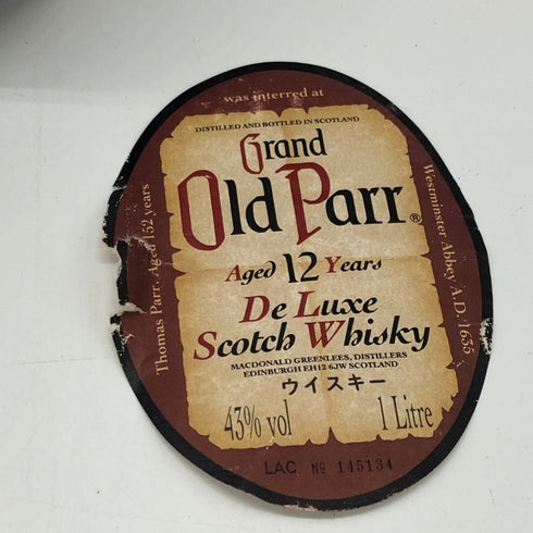 グランド オールド パー 12年 デ ラックス 1000ml 43% Grand Old Parr De Luxe スコッチウイスキー【F2】