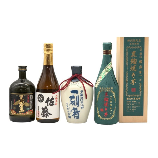【芋焼酎4本セット】黒麹焼き芋 緑 杜氏 蔵座幸一 720ml 28%&佐藤 白 720ml 25%&黒霧島 720ml 25%&一刻者 石蔵甕貯蔵 720ml 27% 芋焼酎1115g【20】