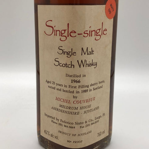 ミシェル クーヴルー ファーストフィル シェリーバット 1966 23年750ml 43% Michel Couvreur スコッチウイスキー【同梱不可】【M1】