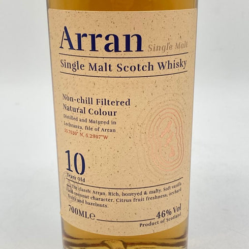 アラン 10年 ノンチルフィルタード 700ml 46% Arran スコッチウイスキー【K2】