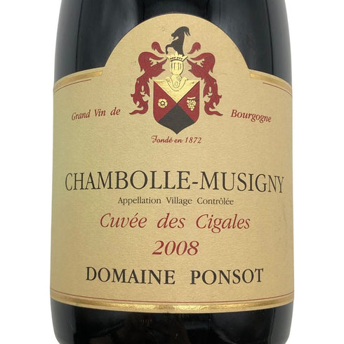 ドメーヌ ポンソ シャンボール ミュジニー キュヴェ デ シガール 2008 750ml 13% CHAMBOLLE MUSIGNY Cuvee des Cigales ブルゴーニュワイン【C3】
