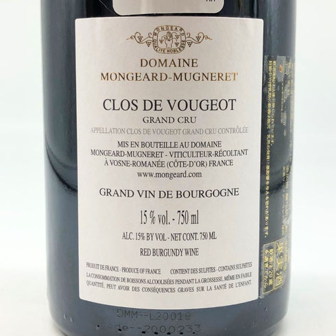 ドメーヌ モンジャール ミュニュレ クロ ド ヴージョ グラン クリュ 2019 750ml 15% Domaine Mongeard Mugneret Clos de Vougeot Grand Cru ブルゴーニュワイン【D4】