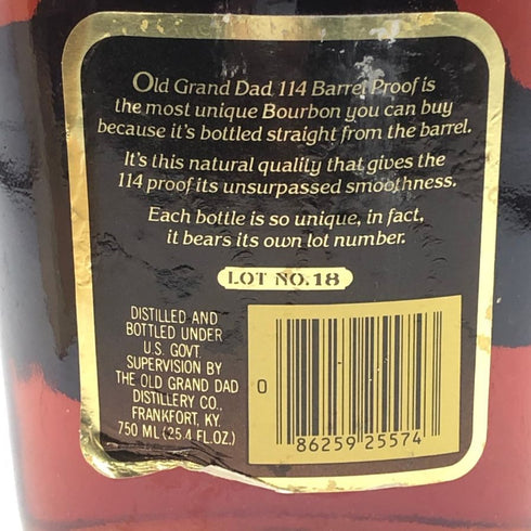 オールドグランダッド 114 バレルプルーフ Lot No.18 750ml 57% OLD GRAND DAD バーボン【P2】