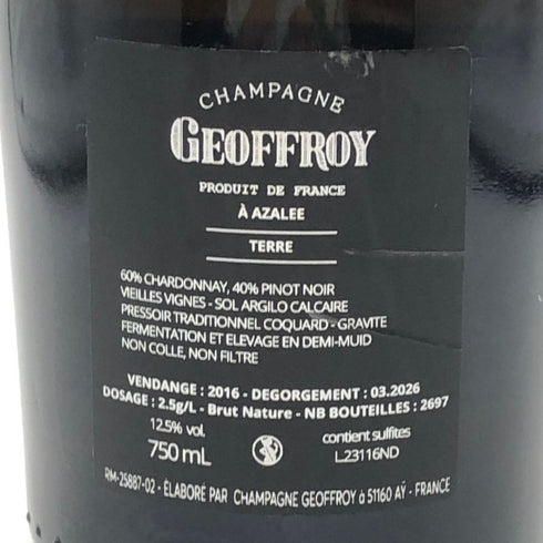 ルネジョフロワ 1er キュミエール ミレジム テール 2016 750ml 12.5% Goeffroy シャンパン【C4】