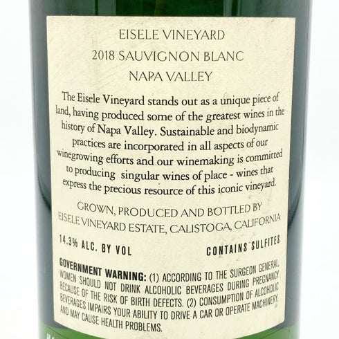 アイズリー ヴィンヤード ソーヴィニヨン ブラン 2018 750ml 14.3% EISELE VINEYARD SAUVIGNON BALNC 白ワイン【P4】