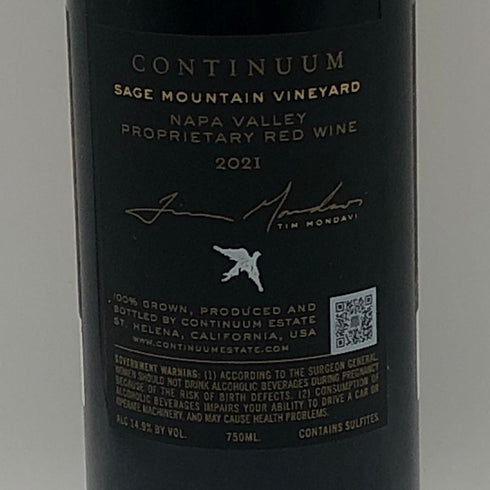 コンティニュアム エステート プロプライエタリー レッド セージ マウンテン ヴィンヤード 2021 750ml 14.9% Continuum Estate カリフォルニアワイン【A1】