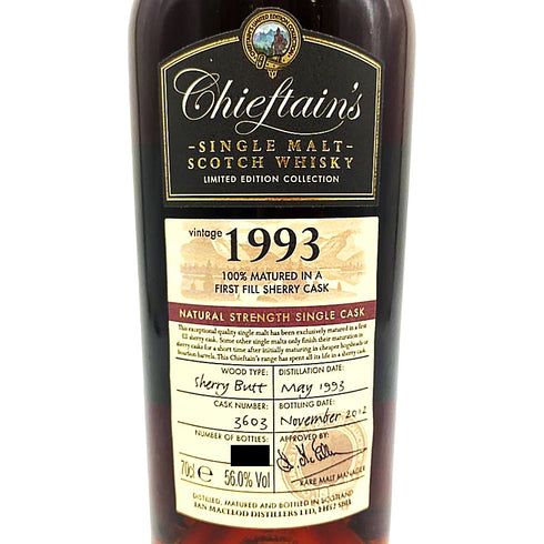 チーフタンズ イアン マクロード 1993-2012 リミテッド エディション シェリーバット 56% 700ml Chieftans Ian Macleod スコッチウイスキー【J】