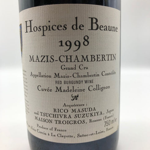 オスピス ド ボーヌ マジ シャンベルタン グランクリュ キュヴェ マドレーヌ コリニョン 1998 750ml 13.5% Hospices de Beaune Mazis Chambertin Grand Cru Cuvee Madeleine Collignon ブルゴーニュワイン【T0】