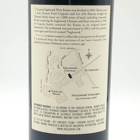 イングルヌック ラザフォード ナパヴァレー ルビコン 2019 750ml 14.1% Inglenook Rubicon カリフォルニアワイン【A3】