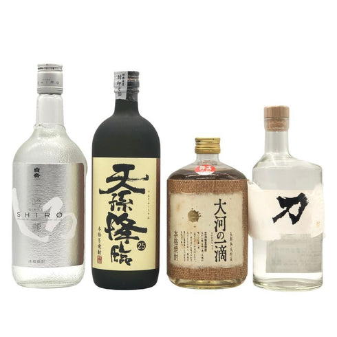【焼酎4本セット】芋焼酎 天孫降臨 720ml 25%&麦焼酎 大河の一滴 720ml 25%&米焼酎 吟麗しろ 720ml 25%&芋焼酎 刀 500ml 44% 芋焼酎【20】