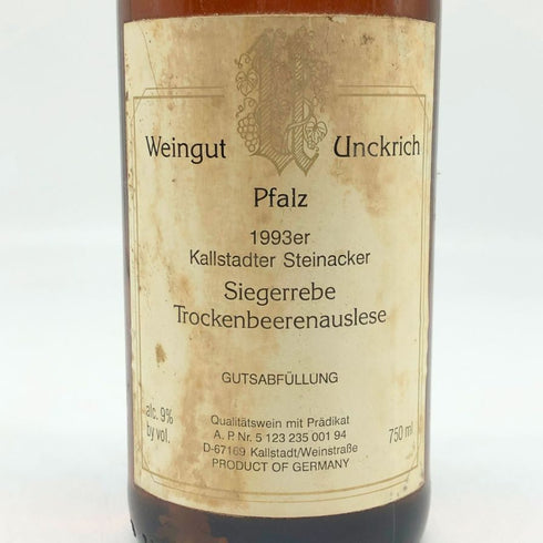 ヴァイングート アンクルッヒ 1993 750ml 9% Weingut Unckrich 白ワイン【O1】