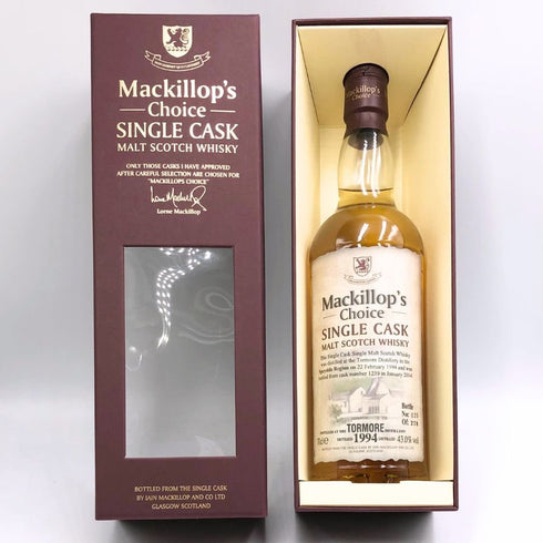 マキロップチョイス トーモア 19年 1994-2014 シングルカスク 700ml 43% Mackillop's Choice TORMORE スコッチウイスキー【K4】
