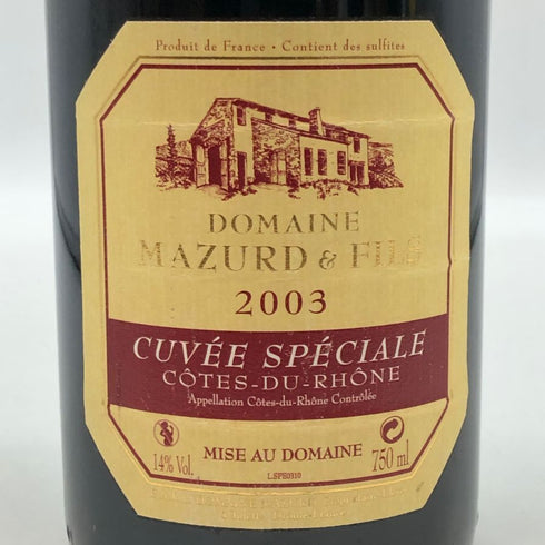 マズロー キュヴェ スペシャル 2003 750ml 14% MAZURD&FILS Cuvee Speciale ボルドーワイン【B0】