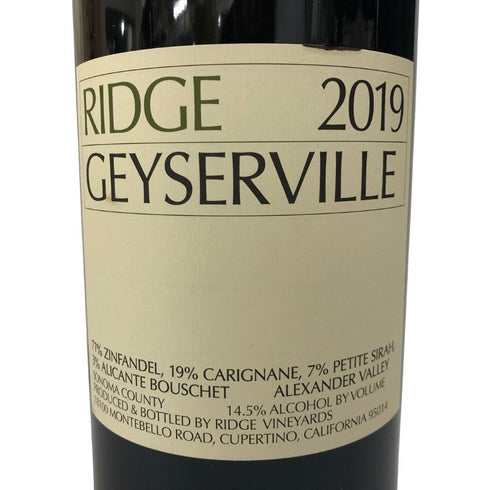 リッジ ガイザーヴィル 2019 3000ml 14.5% RIDGE GEYSERVILLE カリフォルニアワイン【AFI0】