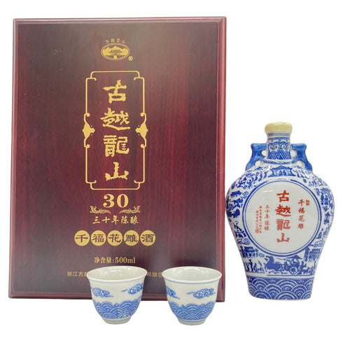 紹興酒 古越龍山 千福花雕 30年 景徳鎮ボトル 500ml 14% 921g 【M2】