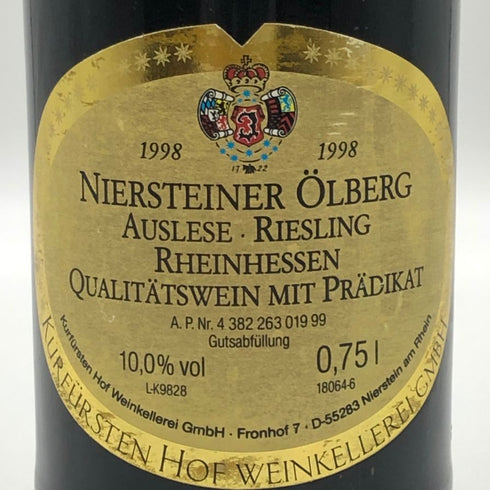 ニアシュタイナー エルベルク アウスレーゼ リースリング ラインヘッセン 1998 750ml 10% Niersteiner Olberg 白ワイン【L2】
