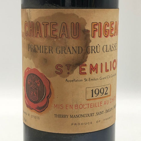 シャトー フィジャック プルミエ グランクリュ クラッセ サンテ ミリオン 1992 750ml 14% Chateau Figeac ボルドーワイン【O0】