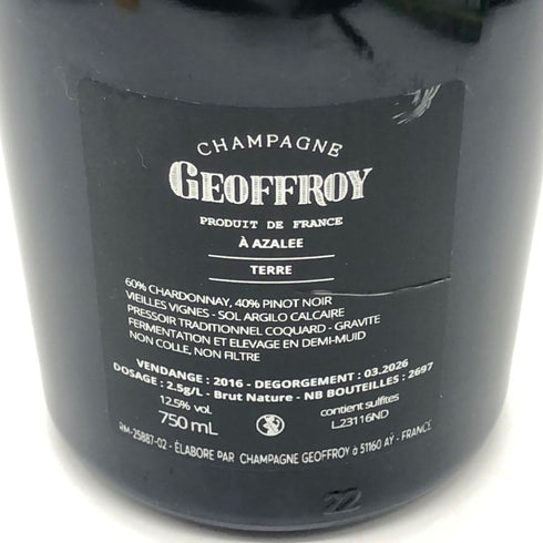 ルネジョフロワ 1er キュミエール ミレジム テール 2016 750ml 12.5% Goeffroy シャンパン【P4】