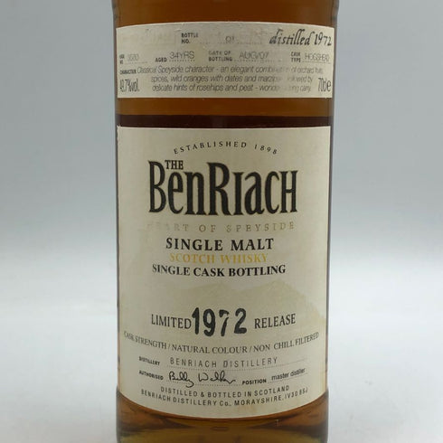 ベンリアック 34年 リミテッドリリース 1972-2006 ホグスヘッド 49.2% 700ml BenRiach LIMITED RELEASE スコッチウイスキー【M4】