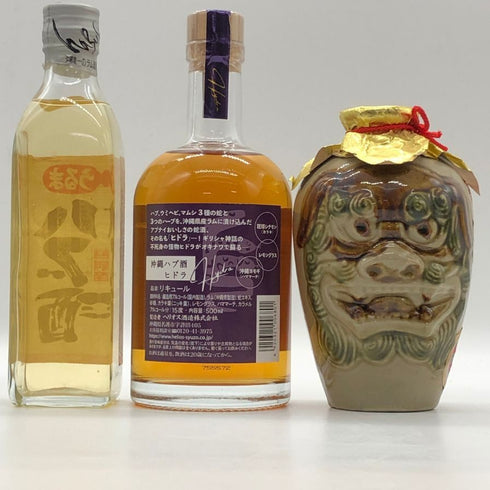 【ハブ酒&泡盛セット】ヘリオス酒造 うるま ハブ酒 300ml 21%&ヘリオス酒造 沖縄ハブ酒 ヒドラ 500ml 15%&あわもり 味くらべ 3本セット 100ml&竜宮醸造 壽 シーサーボトル 容量不明 30% 【20】