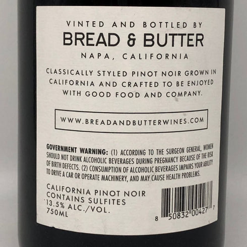 ブレッド&バター ピノ ノワール 2020 750ml 13.5% BREAD&BUTTER カリフォルニアワイン【C3】