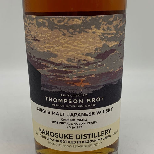 東京都限定◆ドーノッホ4年 嘉之助蒸留所× トンプソンブラザーズ モルト ウイスキー THOMPSONBROS 58%700ml 【E4】