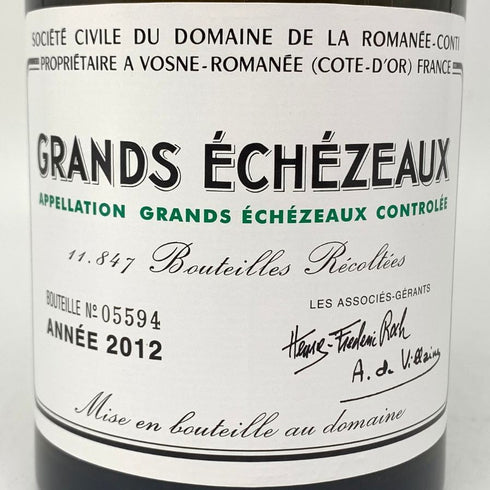 ドメーヌ ド ラ ロマネコンティ グランエシェゾー 2012 750ml 13.% 空き瓶 コルク付き DRC Domaine de la Romanee-Conti GRANDS ECHEZEAUX【J】