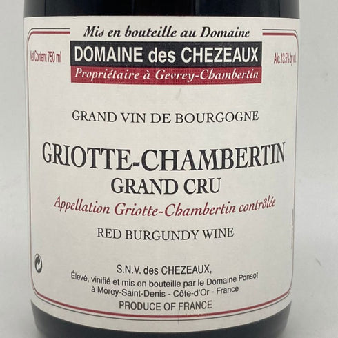 ドメーヌ デ シェゾー グリオット シャンベルタン グランクリュ 2004 750ml 13.5% DOMAINE des CHEZEAUX GRIOTTE CHAMBERTIN GRAND CRU 【K】