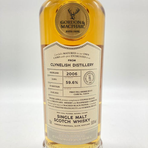 ゴードン & マクファイル クライヌリッシュ 15年 2006-2022 シェリーバット 700ml 59.6% GORDON & MACPHAIL CLYNELISH Sherry Butt 【L1】
