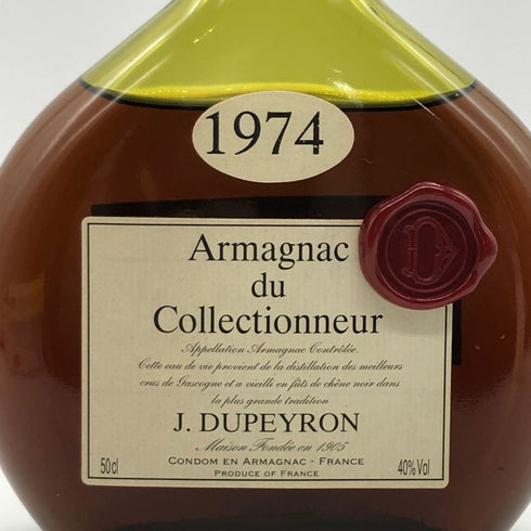 デュペイロン アルマニャック デュ コレクショナー 1974 500ml 40% J.DUPEYRON ARMAGNAC DU COLLECTIONNEUR ブランデー【O0】