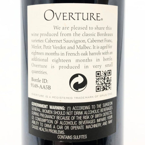 オーバーチュア 750ml 14.5% OVERTURE カリフォルニアワイン【S1】