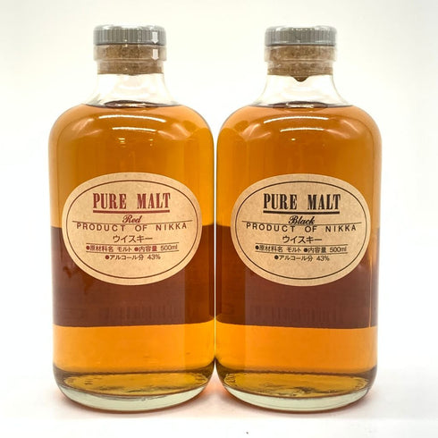 東京都限定◆ニッカ ピュアモルト ブラック&レッド 500ml 43% NIKKA PURE MALT 2本セット 【Q2】