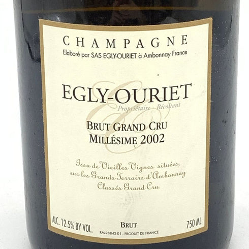 エグリ ウーリエ ブリュット グランクリュ ミレジム 2002 750ml 12.5% EGLY-OURIET Brut Grand Cru Millesime シャンパン【N1】