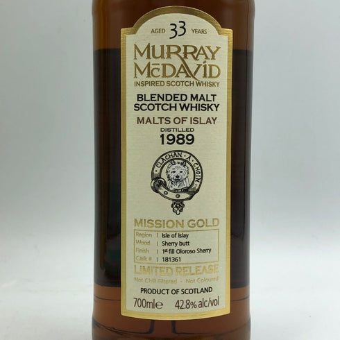 マーレイ マクダヴィッド ミッションゴールド モルツ オブ アイラ 1989 33年 42.8% 700ml MURRAY MCDAVID スコッチウイスキー【H2】