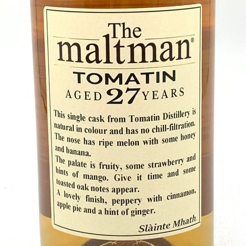 ザ モルトマン トマーティン 1990-2018 27年 700ml 49.3% The maltman TOMATIN スコッチウイスキー【M2】