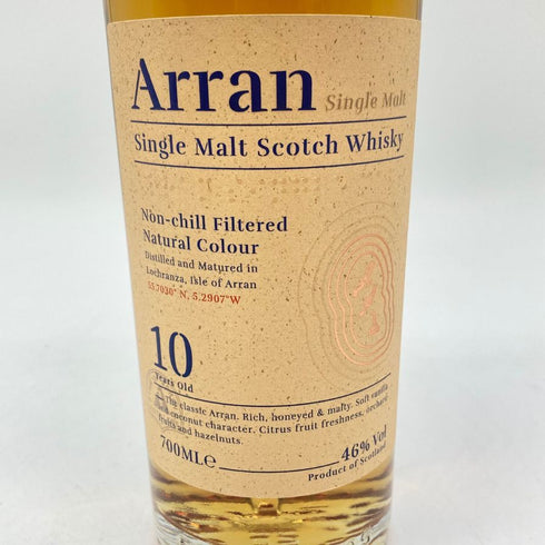 アラン 10年 ノンチルフィルタード 700ml 46% Arran スコッチウイスキー【Y1】