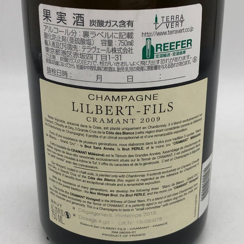 リルベール フィス クレマン 2009 グランクリュ ブラン ド ブラン 750ml 12% Lilbert-Fils シャンパン【G0】