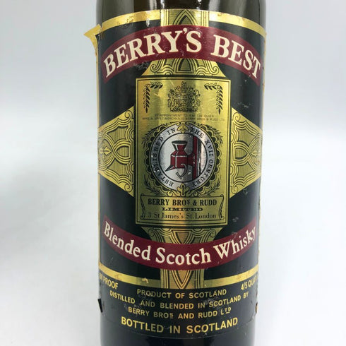 ベリーズ ベスト 4/5QUART 86PROOF ブレンテッド スコッチ ウイスキー 760ml 43% BERRYS BEST スコッチウイスキー【G4】