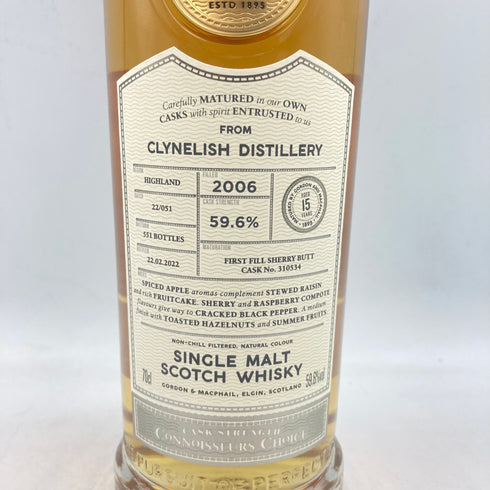 ゴードン & マクファイル クライヌリッシュ 15年 シェリーバット 2006-2022 700ml 59.6% GORDON & MACPHAIL CLYNELISH 【N4】