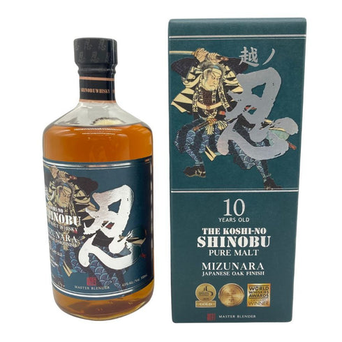 東京都限定◆越ノ忍 10年 ピュアモルト ウイスキー ミズナラ 43% 700ml THE KOSHI-NO SHINOBU MIZUNARA 【R4】