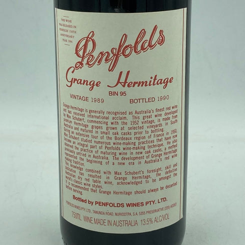 ペンフォールズ グランジ ハーミテージ 1989 750ml 13.5% Penfolds Grange Hermitage【X】