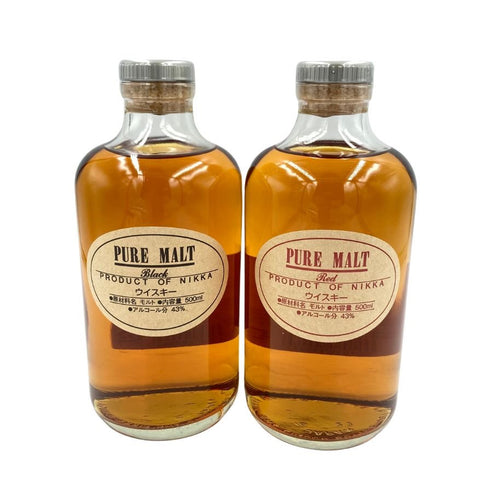 東京都限定◆ニッカ ピュアモルト ブラック&レッド 500ml 43% NIKKA PURE MALT 2本セット 【Z】