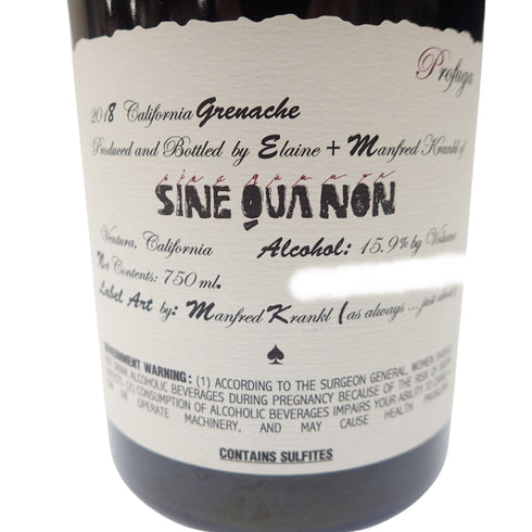 シネ クア ノン プロフーガ グルナッシュ 2018 750ml 15.9% Sine Qua Non "Profuga" Grenache【J2】